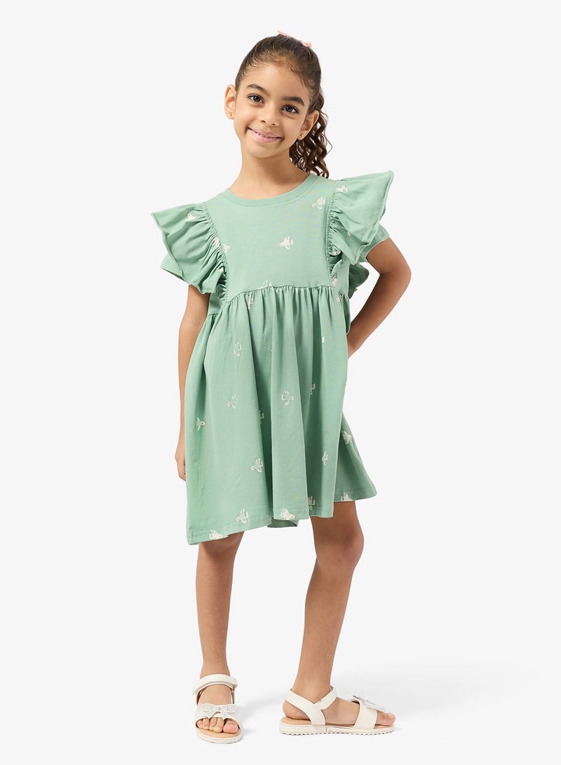 Pinata Ruffle Shoulder Printed Summer Dress - Image 1